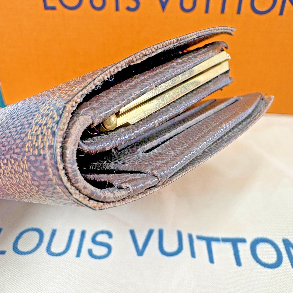 Louis Vuitton LV Damier Ebene Portefeuille Viennois French Kisslock Wallet Brown - Picture 4 of 16